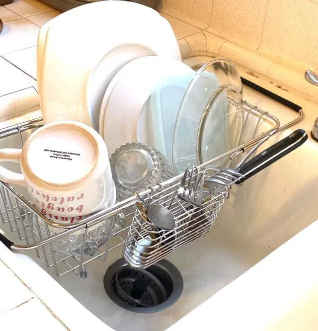 Alt view image 6 of 7 - Stainless Steel Utensil Drying Basket Rack Hanging Holder for Knife and Fork Dish Sink Dishwasher with Drain, Cutlery Flatware Organizer with Hook, RustProof Drainage Solution in Kitchen Bathroom