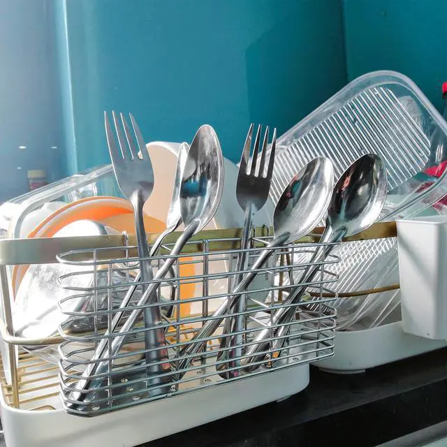 Alt view image 5 of 7 - Stainless Steel Utensil Drying Basket Rack Hanging Holder for Knife and Fork Dish Sink Dishwasher with Drain, Cutlery Flatware Organizer with Hook, RustProof Drainage Solution in Kitchen Bathroom