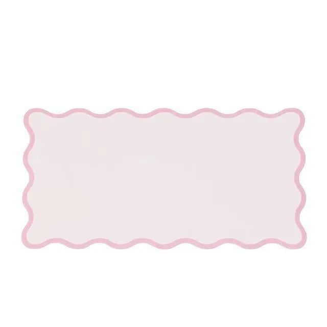 Alt view image 7 of 7 - Scalloped Desk Mat, 31.5" x 15.7", PU Leather, Waterproof Anti-Slip, Cute Aesthetic Desk Pad for Office/Home/Game/Vanity (Pink, 31.5 X 15.7)