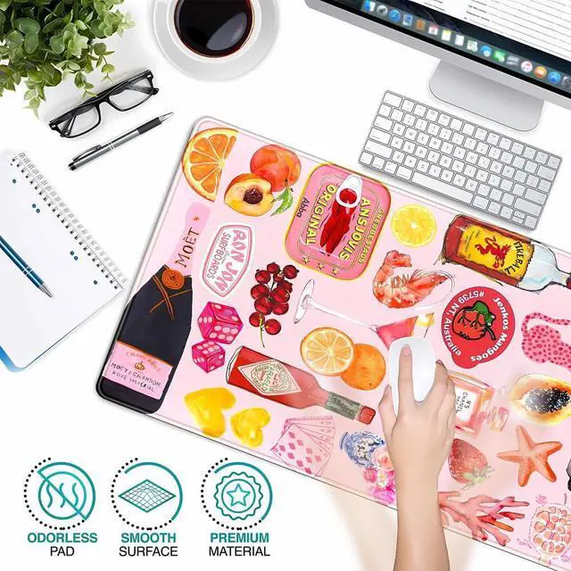 Alt view image 2 of 7 - Pink Cute Desk Mat Kawaii Aesthetic Keyboard Pad, Holiday Style Deskpad Mat Gaming Large Mouse Pads for Desk, Large Mouse Pad Strawberry Desk Mat Accessories for Women Desk Decor 31.5" X 15.7"