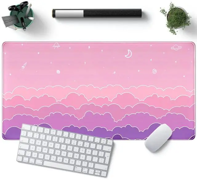 Main image of Mouse Pad Desk Gaming Accessories Cute Clouds XXL Mouse Pad Pink Anime Office Decor Desk Mousepad Large, 31.5x15.7in Extended Keyboard Mousepad for Desk Girl with Stitched Edges Non-Slip