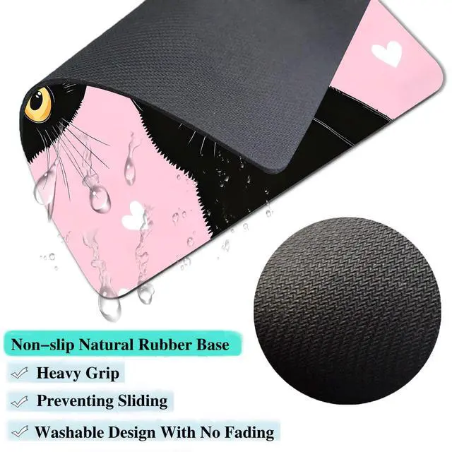 Alt view image 3 of 7 - Computer Mouse Pads for Desk, Cute Pink Cat Mouse Pad Small Square Computer Mousepad, 9.5" x 7.9" Portable Non-Slip Rubber Base Design for PC & Wireless Laptop Home Office