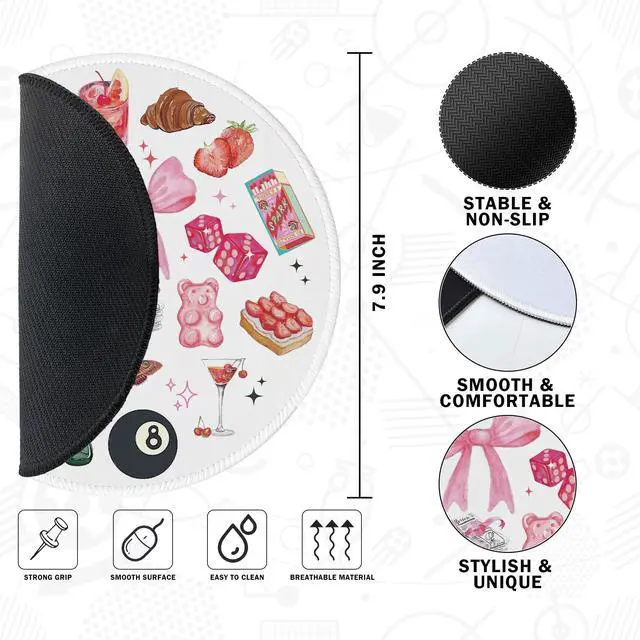 Alt view image 6 of 6 - Coquette Pink Mouse Pad, Y2K Aesthetic Preppy Cute Girly Collage Mousepad for Desk Laptop Computer, Trendy Office Supplies Pink Desk Accessories,7.9x7.9,C070