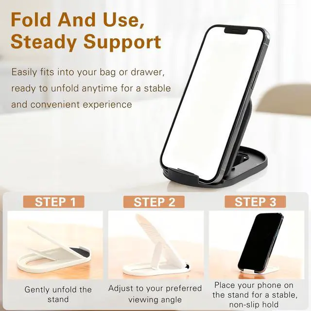 Alt view image 4 of 7 - 6-Pack Portable Phone & Tablet Stand(Black&White), Foldable Multi-Angle Desk Holders, Adjustable Universal Holder for Samsung Galaxy, iPad, iPhone