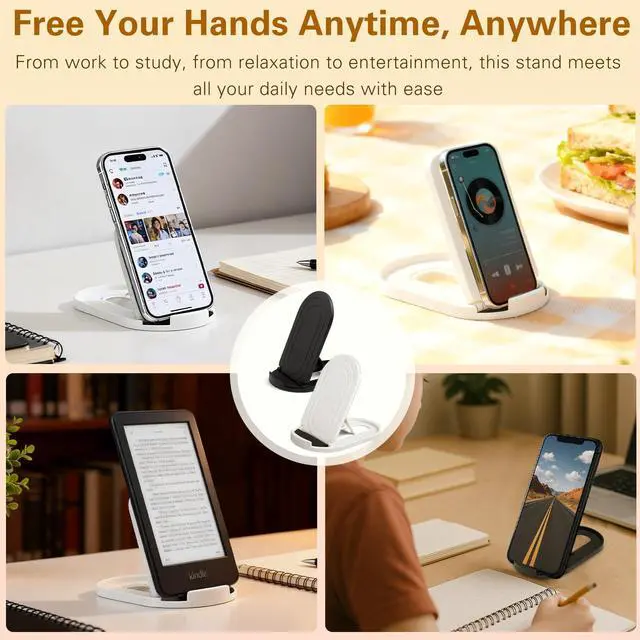 Alt view image 5 of 7 - 6-Pack Portable Phone & Tablet Stand(Black&White), Foldable Multi-Angle Desk Holders, Adjustable Universal Holder for Samsung Galaxy, iPad, iPhone