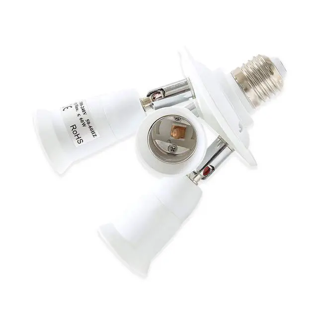 Alt view image 7 of 7 - E26 E27 Adjustable Socket Splitter,3 in 1 Socket White Bulb Base Adapter Lamp Holder,360 Degree Rotating 180 Degree Bending