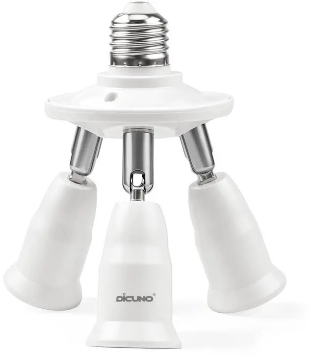 Main image of 3 in 1 E26 Light Socket Splitter, 360° Adjustable and 180° Bendable