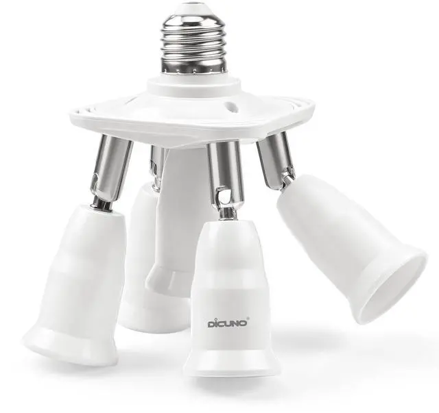 Main image of 5 in 1 E26 Light Socket Splitter, 360° Adjustable and 180° Bendable