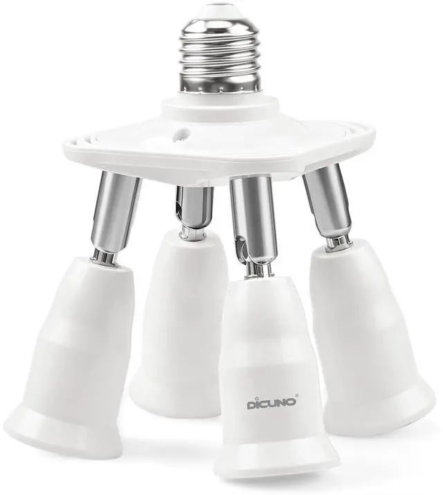 Main image of 4 in 1 E26 Light Socket Splitter, 360° Adjustable and 180° Bendable