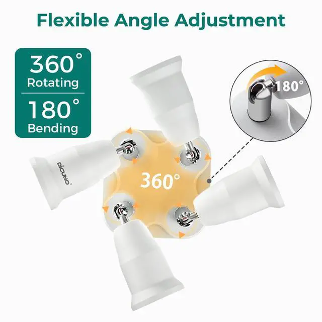Alt view image 3 of 7 - 4 in 1 E26 Light Socket Splitter, 360° Adjustable and 180° Bendable
