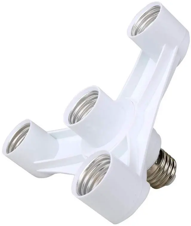 Main image of 4 in 1 Light Bulb Socket Splitter, E26/E27 Light Socket Adapter Conventer, Standard Base LED Bulb Converter, Fixed&Heat-Resistant