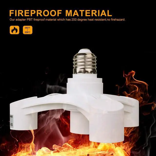 Alt view image 4 of 7 - 4 in 1 Light Bulb Socket Splitter, E26/E27 Light Socket Adapter Conventer, Standard Base LED Bulb Converter, Fixed&Heat-Resistant