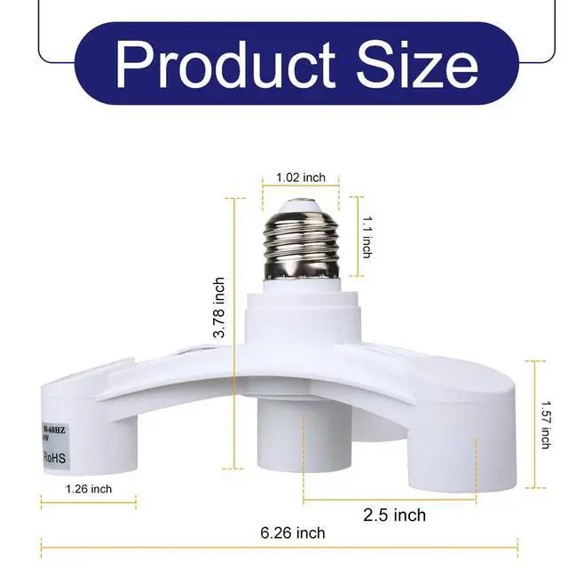 Alt view image 5 of 7 - 4 in 1 Light Bulb Socket Splitter, E26/E27 Light Socket Adapter Conventer, Standard Base LED Bulb Converter, Fixed&Heat-Resistant