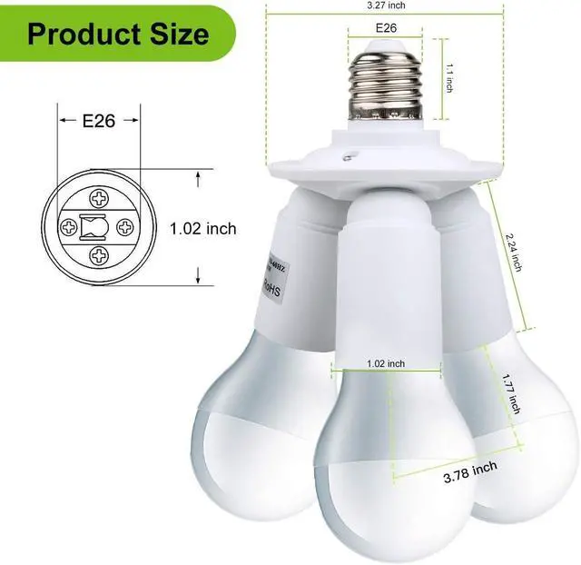 Alt view image 2 of 7 - 3 in 1 E26 E27 Light Bulb Socket Splitter Adapter, Standard LED Bulb Base Converter, 3 Way Bulbs Socket Holder, 60W Each Port, Total 180W