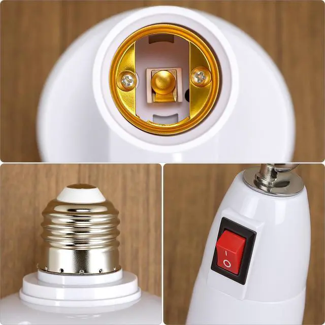 Alt view image 3 of 7 - 2-in-1 Light Socket Extender, E26/E27 Bulb Extension Holder, 360° Adjustable Dual Sockets, for LED, Security Cameras