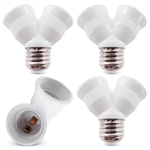 Main image of 4 Pcs US Dual Light Bulb Splitter, E26 to E27, 660W, Heat Resistant