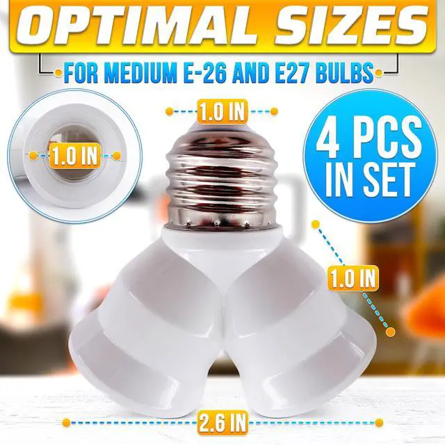 Alt view image 2 of 7 - 4 Pcs US Dual Light Bulb Splitter, E26 to E27, 660W, Heat Resistant