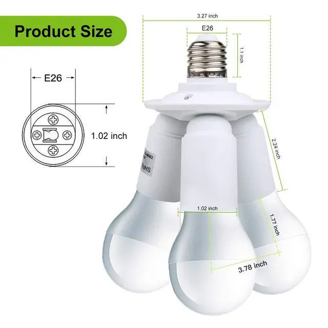 Alt view image 5 of 7 - 3 in 1 Standard LED Light Bulb Lamp Socket Adapter Splitter Heat-Resistant PBT E26 and E27 86V-240V Light Socket Splitter