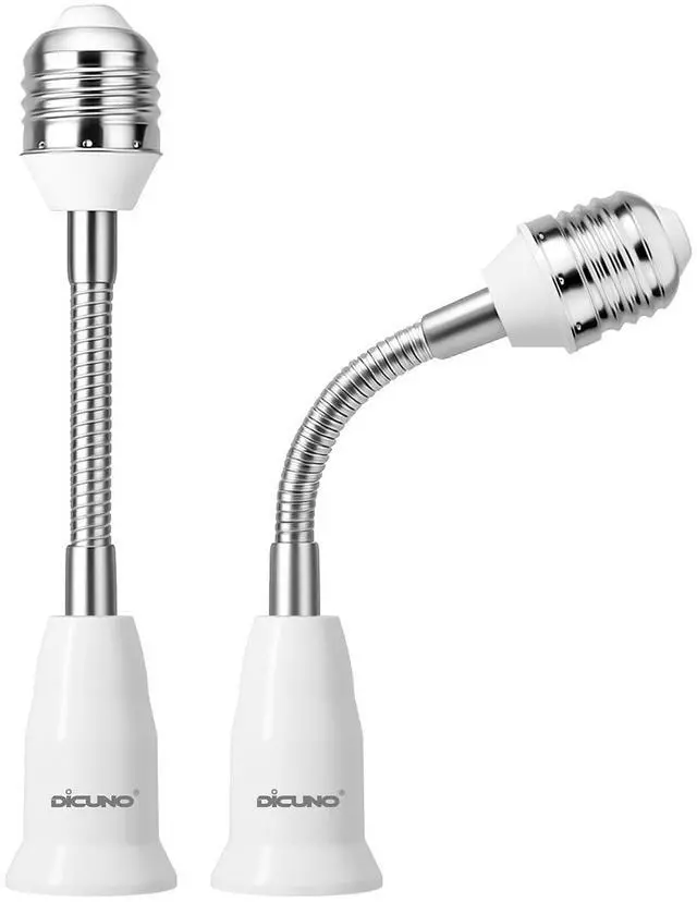 Main image of E26 Light Socket Extender 6.1'', Flexible Extension Adapter, 2-Pack