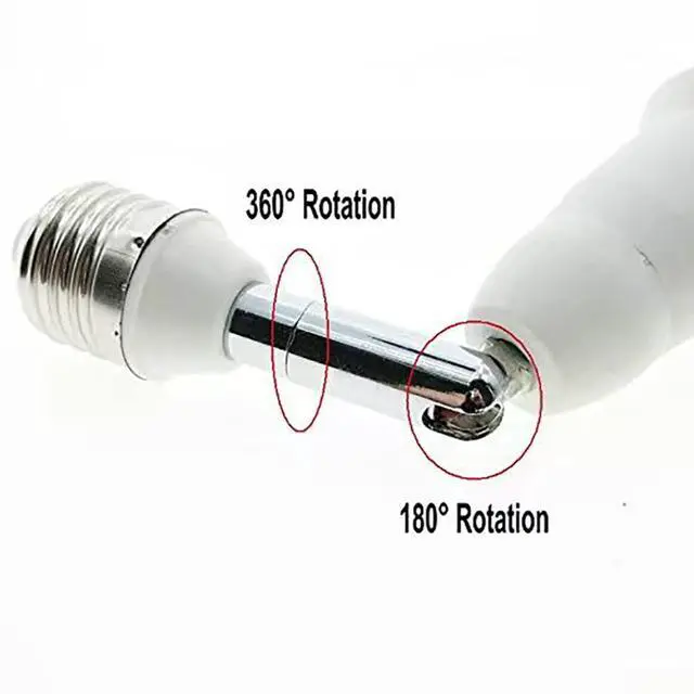 Alt view image 2 of 6 - E26/E27 Light Socket Extender, 4.5 Inch Extension,Adjustable Vertical 90°Horizontal 360°, 100V - 250V, Max 150W, Medium Screw Base Light Converter Socket Extender,2-Pack