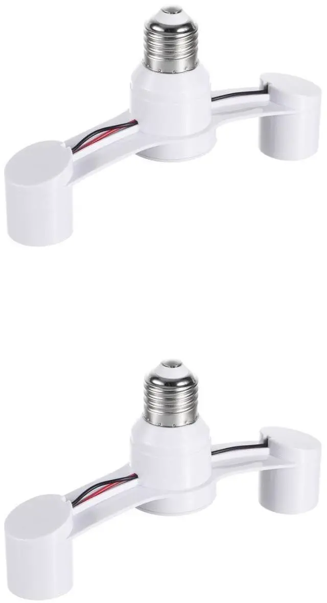 Main image of 2-Pack Double Heads E27 Light Socket Splitter, 7-Inch Wide Spacing Dual Lamp Holder, T-Shape Bulb Splitter Adapter for Large LED Bulbs, Garage, Plant Grow Light (Standard Base)