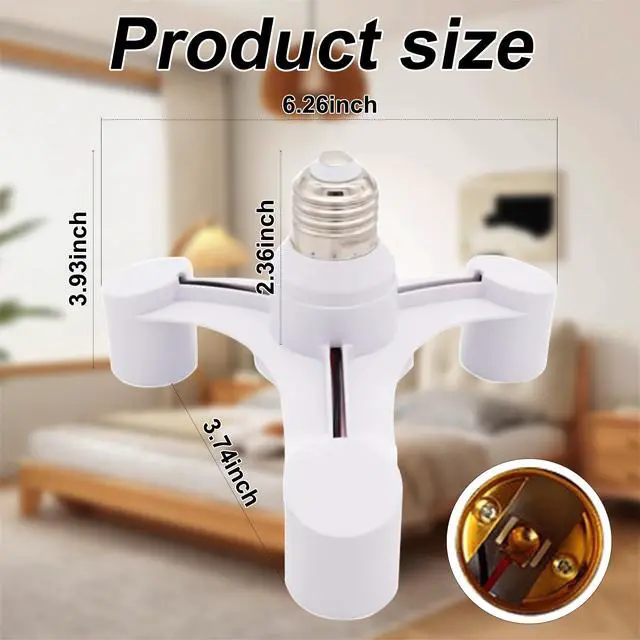 Alt view image 5 of 7 - 3-in-1 Light Socket Splitter Adapter, E26/E27, 3 Way Expand Lighting