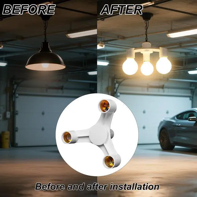 Alt view image 4 of 7 - 3-in-1 Light Socket Splitter Adapter, E26/E27, 3 Way Expand Lighting