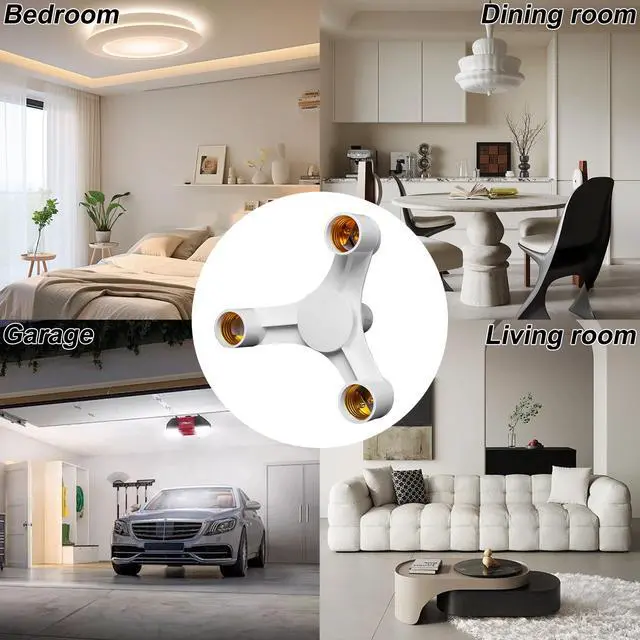 Alt view image 6 of 7 - 3-in-1 Light Socket Splitter Adapter, E26/E27, 3 Way Expand Lighting