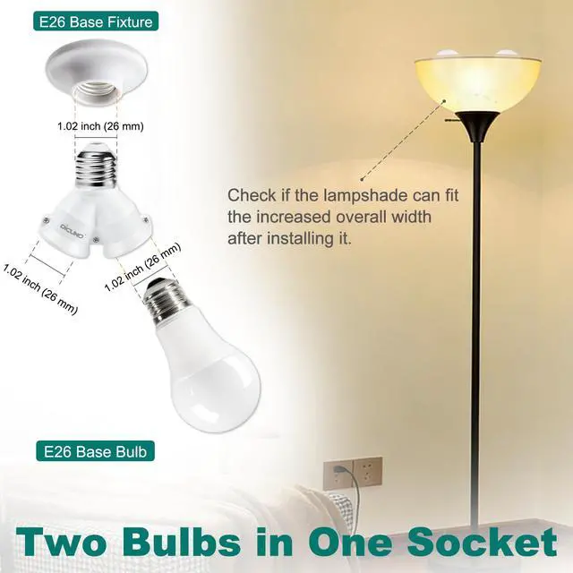 Alt view image 5 of 7 - 2 in 1 E26 Socket Splitter Adapter, Light Socket Splitter, 2-Pack