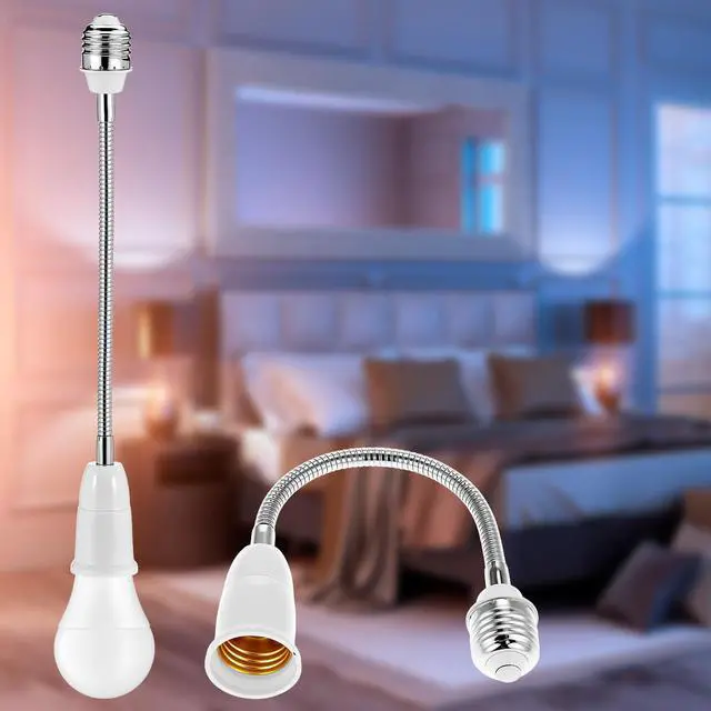 Alt view image 7 of 7 - E26 E27 Light Socket Extender Adapter 12 Inch, 2 Pack Flexible Gooseneck Extension Adjustable Light Bulb Socket Adapter Heat Resistant for LED CFL Halogen Lamps