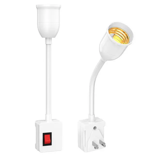 Alt view image 6 of 7 - E26/E27 Plug in Light Bulb Socket Adapter 2 Pack