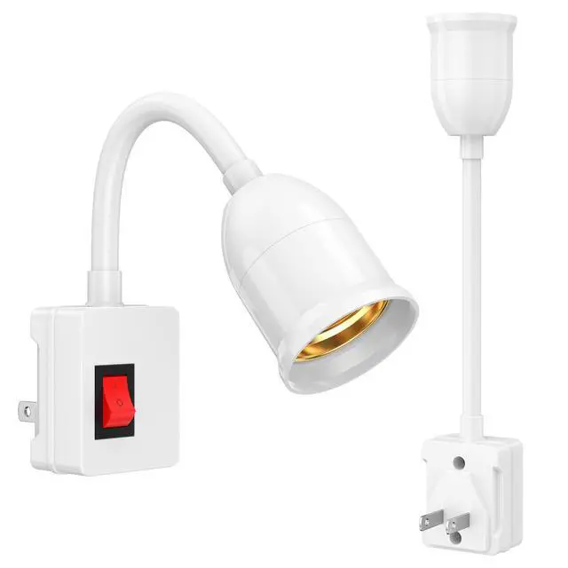 Alt view image 7 of 7 - E26/E27 Plug in Light Bulb Socket Adapter 2 Pack
