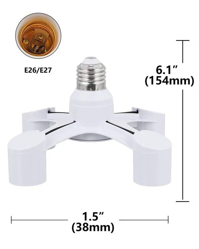 Alt view image 2 of 7 - 4-in-1 Light Socket Splitter, E26/E27, LED/CFL, 300W