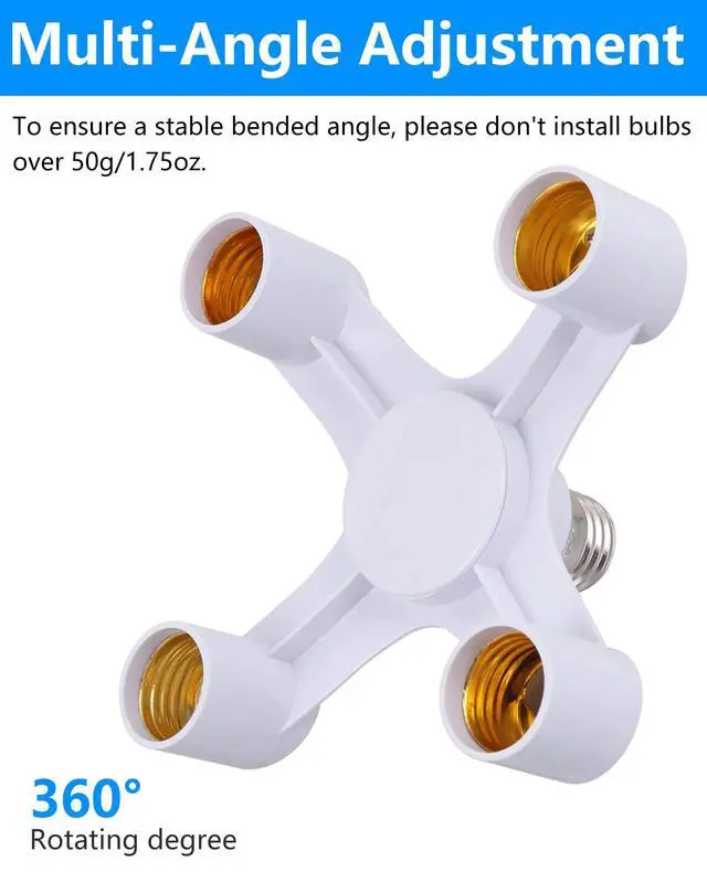 Alt view image 3 of 7 - 4-in-1 Light Socket Splitter, E26/E27, LED/CFL, 300W