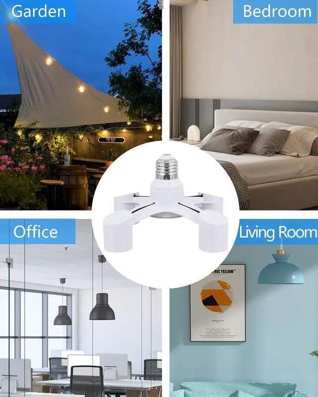 Alt view image 4 of 7 - 4-in-1 Light Socket Splitter, E26/E27, LED/CFL, 300W