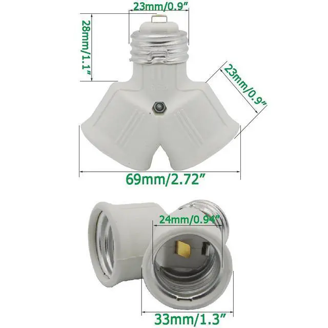 Alt view image 2 of 2 - E26 Twin Light Bulb Adapter,Emnooti Medium Screw Socket Splitter Converter,Light Bulb Socket Splitter Adapter,E26 to Dual E26 Standard Screw Light Holder Adapter (White Color / 3-Pack)