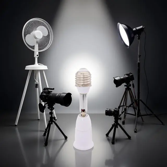 Alt view image 6 of 7 - 1pc White E26/E27 Base Socket Converter Extension 180 Degree Rotatable Light Bulb Adapter for E27 LED Incandescent Fan and Camera E26/E27 Light Bulb Socket Extender,Light Sockets