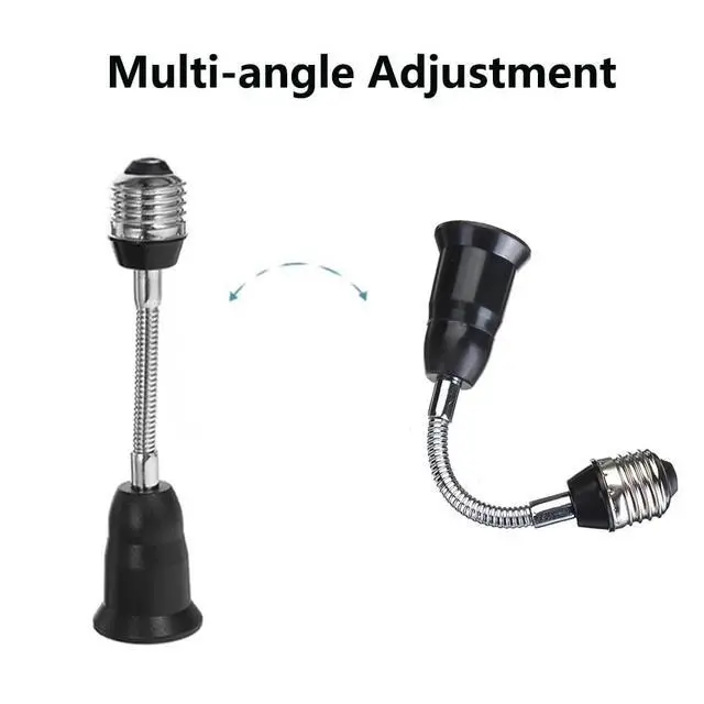 Alt view image 3 of 7 - E26/E27 Light Socket Extender Adapter, 25cm/9.8 inch Light Bulb Extension,E26 to E26 Flexible Extension,360° Bendable Adjustable Standard E26/E27 Bulb Screw Base Extender Adapte,Black(2 Pack)