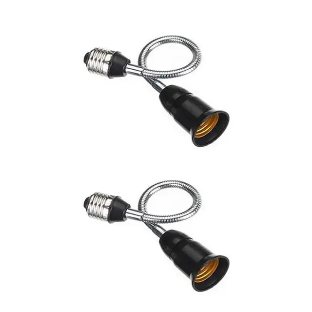 Alt view image 4 of 7 - E26/E27 Light Socket Extender Adapter, 25cm/9.8 inch Light Bulb Extension,E26 to E26 Flexible Extension,360° Bendable Adjustable Standard E26/E27 Bulb Screw Base Extender Adapte,Black(2 Pack)