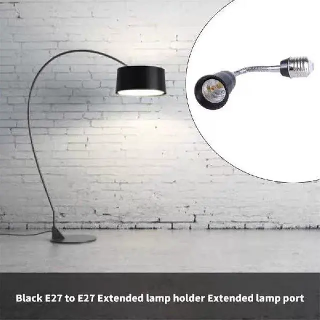 Alt view image 7 of 7 - E26/E27 Light Socket Extender Adapter, 25cm/9.8 inch Light Bulb Extension,E26 to E26 Flexible Extension,360° Bendable Adjustable Standard E26/E27 Bulb Screw Base Extender Adapte,Black(2 Pack)