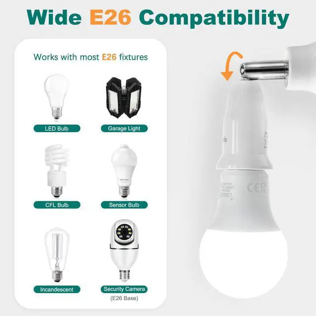 Alt view image 6 of 7 - E26 to E26 Socket Extender 3.74 in Extension, 180° Bendable, 4-Pack