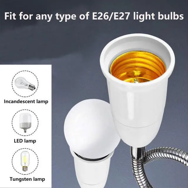 Alt view image 5 of 7 - E26/E27 Light Socket Extender Adapter,60cm/24 inch Light Bulb Extension,E26 to E26 Socket Extender,Bendable Flexible Gooseneck Adjustable Extension Socket Extender Adaptor (2 Pack)