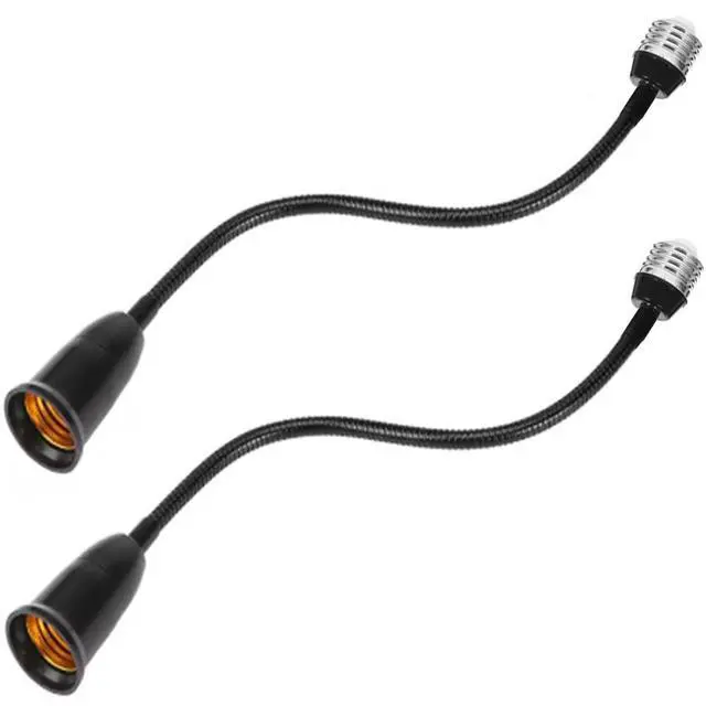 Main image of 2 Pack E26/E27 Light Socket Extender Adapter,60cm/24 inch Light Bulb Extension,E26 to E26 Socket Extender,Bendable Flexible Gooseneck Adjustable Extension Socket Extender Adaptor (Black)