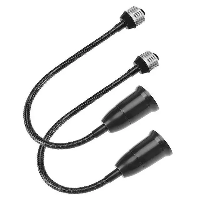 Alt view image 3 of 6 - 2 Pack E26/E27 Light Socket Extender Adapter,60cm/24 inch Light Bulb Extension,E26 to E26 Socket Extender,Bendable Flexible Gooseneck Adjustable Extension Socket Extender Adaptor (Black)