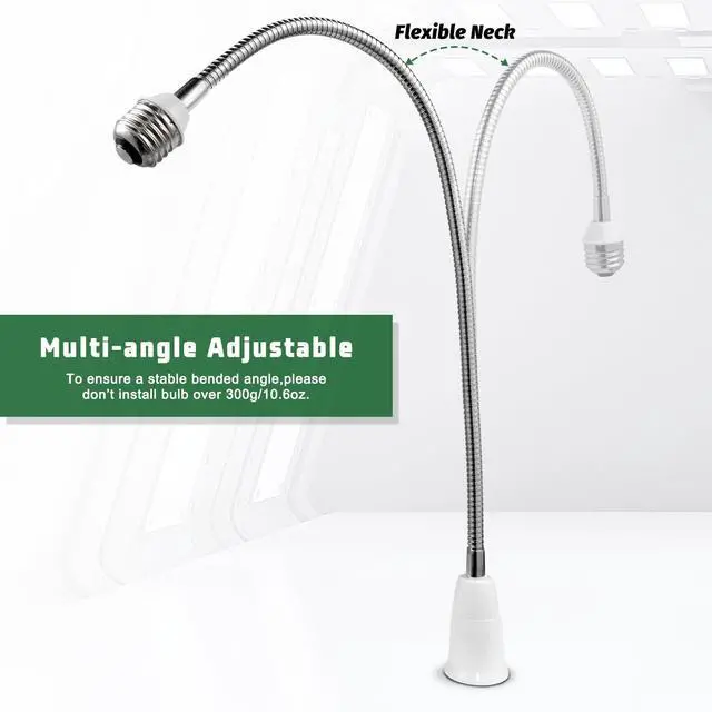 Alt view image 5 of 6 - Light Socket Extender Adapter,Standard Bulb Screw Base 6inch 1ft 2ft Flexible Extension Adapter,Bendable Adjustable Extension Neck Grow Light Socket Stand