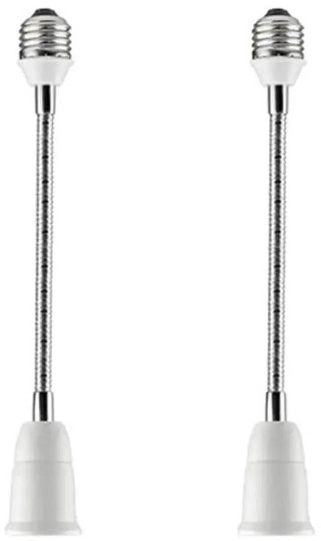 Main image of E26/E27 Light Socket Extender Adapter, 30cm/12 inch Light Bulb Extension,E26 to E26 Flexible Extension,360° Bendable Adjustable Standard E26/E27 Bulb Screw Base Extender Adapte,White (2 Pack)