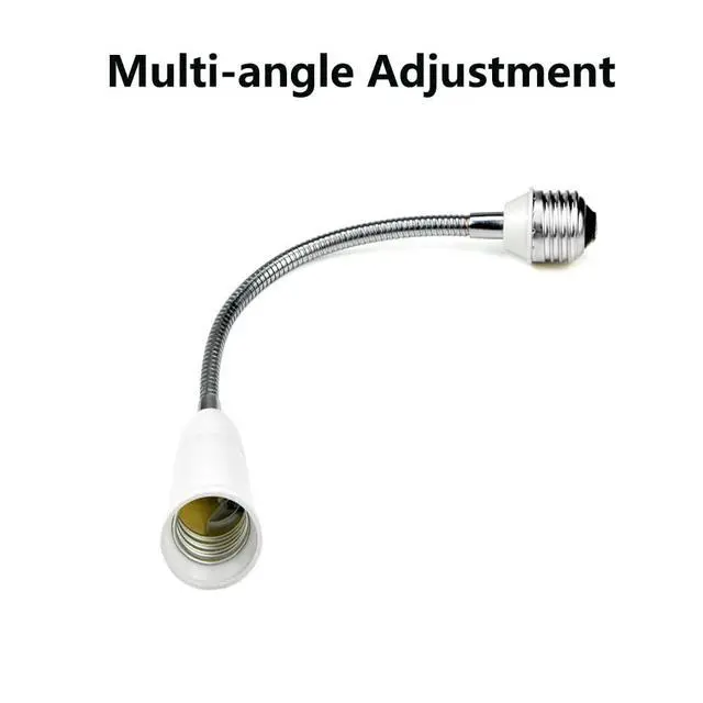 Alt view image 3 of 7 - E26/E27 Light Socket Extender Adapter, 30cm/12 inch Light Bulb Extension,E26 to E26 Flexible Extension,360° Bendable Adjustable Standard E26/E27 Bulb Screw Base Extender Adapte,White (2 Pack)
