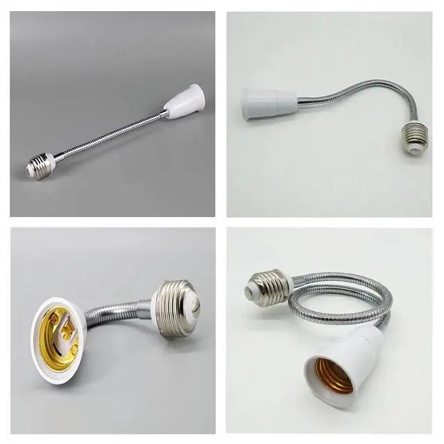 Alt view image 4 of 7 - E26/E27 Light Socket Extender Adapter, 30cm/12 inch Light Bulb Extension,E26 to E26 Flexible Extension,360° Bendable Adjustable Standard E26/E27 Bulb Screw Base Extender Adapte,White (2 Pack)