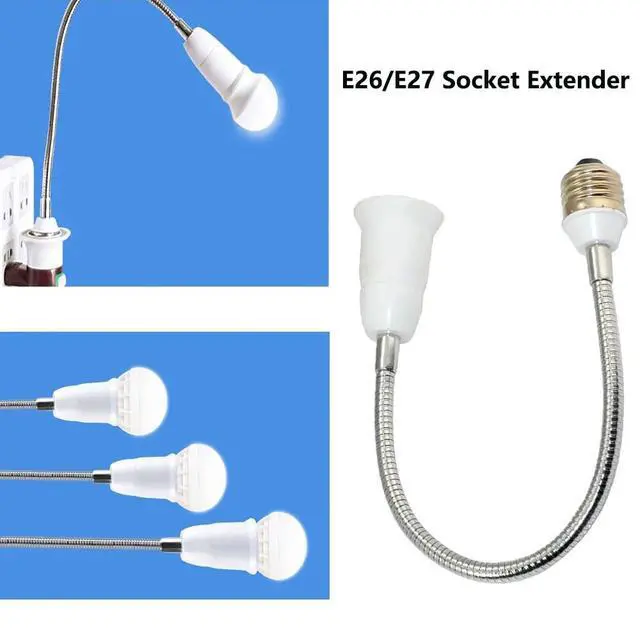 Alt view image 5 of 7 - E26/E27 Light Socket Extender Adapter, 30cm/12 inch Light Bulb Extension,E26 to E26 Flexible Extension,360° Bendable Adjustable Standard E26/E27 Bulb Screw Base Extender Adapte,White (2 Pack)