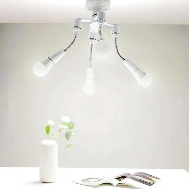 Alt view image 6 of 7 - E26/E27 Light Socket Extender Adapter, 30cm/12 inch Light Bulb Extension,E26 to E26 Flexible Extension,360° Bendable Adjustable Standard E26/E27 Bulb Screw Base Extender Adapte,White (2 Pack)